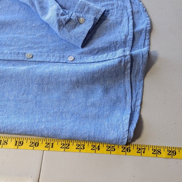 Orvis linen blend long sleeve button down shirt with tab sleeves - Picture 8 of 12